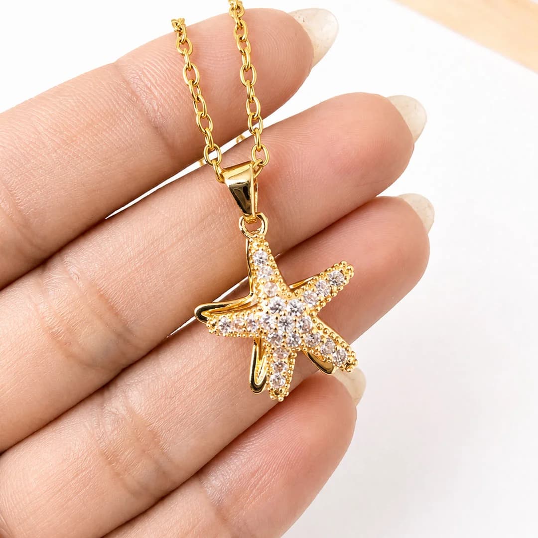 Collar dorado Buzios - Estrella de mar + perlita